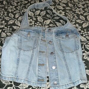 Light Blue Denim Halter Top